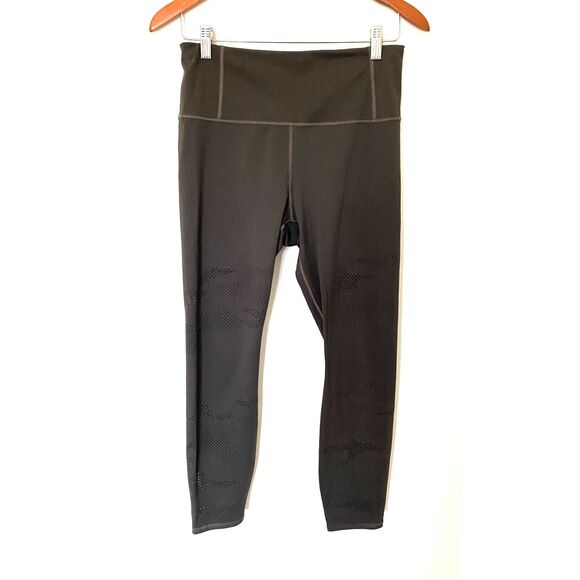 Athleta Persistence Taupe Laser Cut 7/8 High Rise Stretch Workout Leggings Sz M - Picture 3 of 10